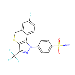 NS(=O)(=O)c1ccc(-n2nc(C(F)(F)F)c3c2-c2ccc(F)cc2CS3)cc1 ZINC000026670448