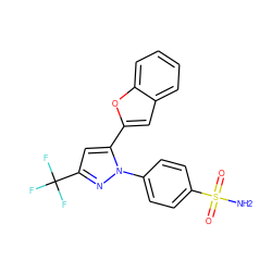 NS(=O)(=O)c1ccc(-n2nc(C(F)(F)F)cc2-c2cc3ccccc3o2)cc1 ZINC000003814692