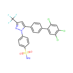 NS(=O)(=O)c1ccc(-n2nc(C(F)(F)F)cc2-c2ccc(-c3cc(Cl)c(Cl)cc3Cl)cc2)cc1 ZINC000066112282