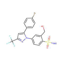 NS(=O)(=O)c1ccc(-n2nc(C(F)(F)F)cc2-c2ccc(Br)cc2)cc1CO ZINC000013589014