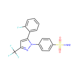 NS(=O)(=O)c1ccc(-n2nc(C(F)(F)F)cc2-c2ccccc2F)cc1 ZINC000003814697