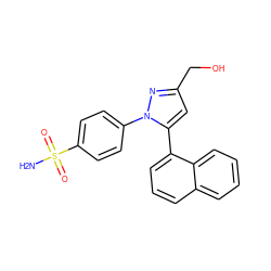 NS(=O)(=O)c1ccc(-n2nc(CO)cc2-c2cccc3ccccc23)cc1 ZINC000095587211