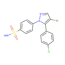 NS(=O)(=O)c1ccc(-n2ncc(Br)c2-c2ccc(Cl)cc2)cc1 ZINC000003814715