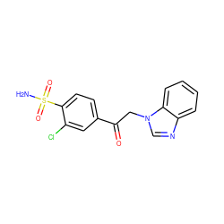 NS(=O)(=O)c1ccc(C(=O)Cn2cnc3ccccc32)cc1Cl ZINC000653854573