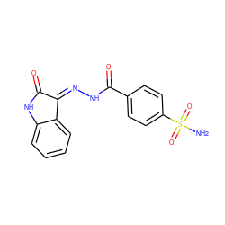 NS(=O)(=O)c1ccc(C(=O)N/N=C2/C(=O)Nc3ccccc32)cc1 ZINC000109791151