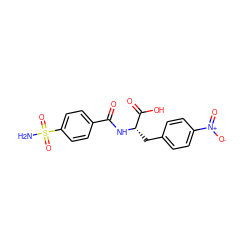 NS(=O)(=O)c1ccc(C(=O)N[C@@H](Cc2ccc([N+](=O)[O-])cc2)C(=O)O)cc1 ZINC000027636522