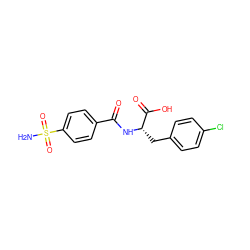 NS(=O)(=O)c1ccc(C(=O)N[C@@H](Cc2ccc(Cl)cc2)C(=O)O)cc1 ZINC000027642566