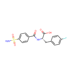 NS(=O)(=O)c1ccc(C(=O)N[C@@H](Cc2ccc(F)cc2)C(=O)O)cc1 ZINC000027640872