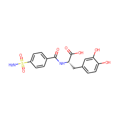 NS(=O)(=O)c1ccc(C(=O)N[C@@H](Cc2ccc(O)c(O)c2)C(=O)O)cc1 ZINC000029477175