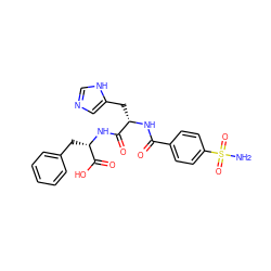 NS(=O)(=O)c1ccc(C(=O)N[C@@H](Cc2cnc[nH]2)C(=O)N[C@@H](Cc2ccccc2)C(=O)O)cc1 ZINC000001908188