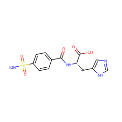 NS(=O)(=O)c1ccc(C(=O)N[C@@H](Cc2cnc[nH]2)C(=O)O)cc1 ZINC000029483761