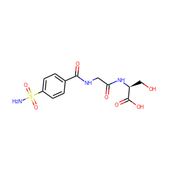 NS(=O)(=O)c1ccc(C(=O)NCC(=O)N[C@@H](CO)C(=O)O)cc1 ZINC000027641831