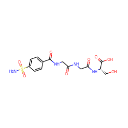 NS(=O)(=O)c1ccc(C(=O)NCC(=O)NCC(=O)N[C@@H](CO)C(=O)O)cc1 ZINC000027639011