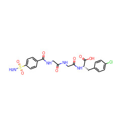 NS(=O)(=O)c1ccc(C(=O)NCC(=O)NCC(=O)N[C@@H](Cc2ccc(Cl)cc2)C(=O)O)cc1 ZINC000027641270