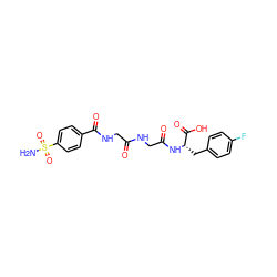 NS(=O)(=O)c1ccc(C(=O)NCC(=O)NCC(=O)N[C@@H](Cc2ccc(F)cc2)C(=O)O)cc1 ZINC000027638102