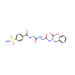 NS(=O)(=O)c1ccc(C(=O)NCC(=O)NCC(=O)N[C@@H](Cc2ccccc2)C(=O)O)cc1 ZINC000027642085