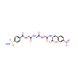 NS(=O)(=O)c1ccc(C(=O)NCC(=O)NCC(=O)NCC(=O)N[C@@H](Cc2ccc([N+](=O)[O-])cc2)C(=O)O)cc1 ZINC000027638078