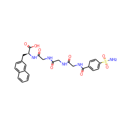 NS(=O)(=O)c1ccc(C(=O)NCC(=O)NCC(=O)NCC(=O)N[C@@H](Cc2ccc3ccccc3c2)C(=O)O)cc1 ZINC000027639576