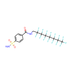 NS(=O)(=O)c1ccc(C(=O)NCC(F)(F)C(F)(F)C(F)(F)C(F)(F)C(F)(F)C(F)(F)C(F)(F)F)cc1 ZINC000034717997