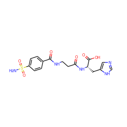 NS(=O)(=O)c1ccc(C(=O)NCCC(=O)N[C@@H](Cc2cnc[nH]2)C(=O)O)cc1 ZINC000029478016