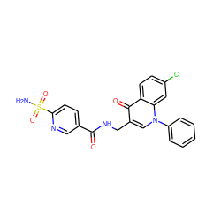 NS(=O)(=O)c1ccc(C(=O)NCc2cn(-c3ccccc3)c3cc(Cl)ccc3c2=O)cn1 ZINC000096170126