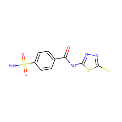 NS(=O)(=O)c1ccc(C(=O)Nc2nnc(S)s2)cc1 ZINC000029479241