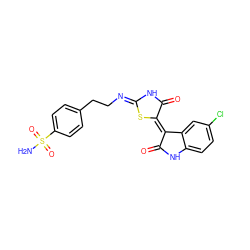 NS(=O)(=O)c1ccc(CC/N=C2/NC(=O)/C(=C3/C(=O)Nc4ccc(Cl)cc43)S2)cc1 ZINC001772622773