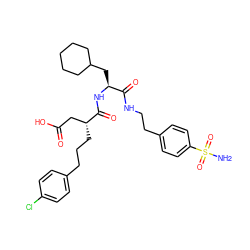 NS(=O)(=O)c1ccc(CCNC(=O)[C@H](CC2CCCCC2)NC(=O)[C@H](CCCc2ccc(Cl)cc2)CC(=O)O)cc1 ZINC000026393028