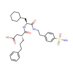 NS(=O)(=O)c1ccc(CCNC(=O)[C@H](CC2CCCCC2)NC(=O)[C@H](CCCc2ccccc2)CC(=O)O)cc1 ZINC000026395258