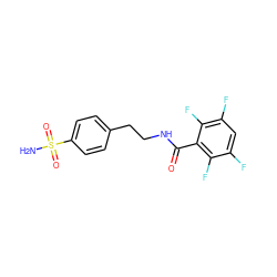 NS(=O)(=O)c1ccc(CCNC(=O)c2c(F)c(F)cc(F)c2F)cc1 ZINC000013561055