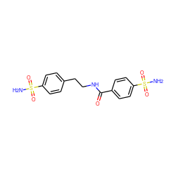 NS(=O)(=O)c1ccc(CCNC(=O)c2ccc(S(N)(=O)=O)cc2)cc1 ZINC000001908194