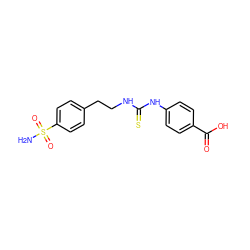 NS(=O)(=O)c1ccc(CCNC(=S)Nc2ccc(C(=O)O)cc2)cc1 ZINC000040393102