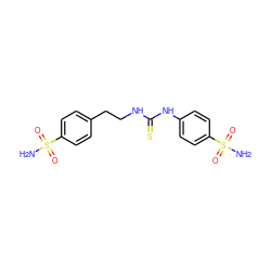 NS(=O)(=O)c1ccc(CCNC(=S)Nc2ccc(S(N)(=O)=O)cc2)cc1 ZINC000008682382