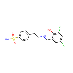 NS(=O)(=O)c1ccc(CCNCc2cc(Cl)cc(Cl)c2O)cc1 ZINC000063201869