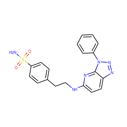 NS(=O)(=O)c1ccc(CCNc2ccc3nnn(-c4ccccc4)c3n2)cc1 ZINC000084567171