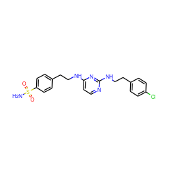 NS(=O)(=O)c1ccc(CCNc2ccnc(NCCc3ccc(Cl)cc3)n2)cc1 ZINC000071318505