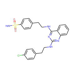 NS(=O)(=O)c1ccc(CCNc2nc(NCCc3ccc(Cl)cc3)nc3ccccc23)cc1 ZINC000071316003