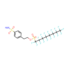 NS(=O)(=O)c1ccc(CCOS(=O)(=O)C(F)(F)C(F)(F)C(F)(F)C(F)(F)C(F)(F)C(F)(F)C(F)(F)C(F)(F)F)cc1 ZINC000034718114