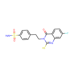 NS(=O)(=O)c1ccc(CCn2c(S)nc3cc(F)ccc3c2=O)cc1 ZINC000653819690