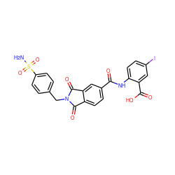 NS(=O)(=O)c1ccc(CN2C(=O)c3ccc(C(=O)Nc4ccc(I)cc4C(=O)O)cc3C2=O)cc1 ZINC001772650548