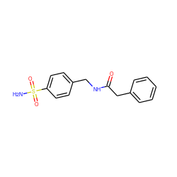 NS(=O)(=O)c1ccc(CNC(=O)Cc2ccccc2)cc1 ZINC000006864120