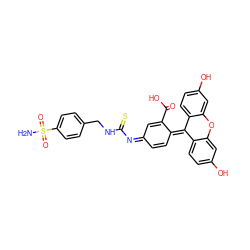 NS(=O)(=O)c1ccc(CNC(=S)/N=C2/C=CC(=C3c4ccc(O)cc4Oc4cc(O)ccc43)C(C(=O)O)=C2)cc1 ZINC000028468385