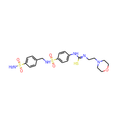 NS(=O)(=O)c1ccc(CNS(=O)(=O)c2ccc(N/C(S)=N/CCN3CCOCC3)cc2)cc1 ZINC000028523130