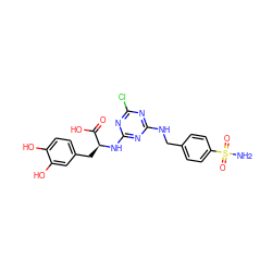 NS(=O)(=O)c1ccc(CNc2nc(Cl)nc(N[C@@H](Cc3ccc(O)c(O)c3)C(=O)O)n2)cc1 ZINC000072108465