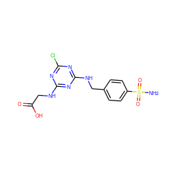 NS(=O)(=O)c1ccc(CNc2nc(Cl)nc(NCC(=O)O)n2)cc1 ZINC000055669669