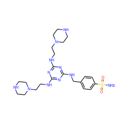 NS(=O)(=O)c1ccc(CNc2nc(NCCN3CCNCC3)nc(NCCN3CCNCC3)n2)cc1 ZINC000028470664