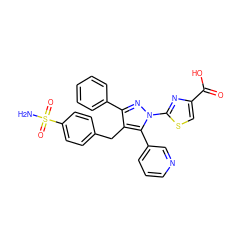 NS(=O)(=O)c1ccc(Cc2c(-c3ccccc3)nn(-c3nc(C(=O)O)cs3)c2-c2cccnc2)cc1 ZINC001772652842