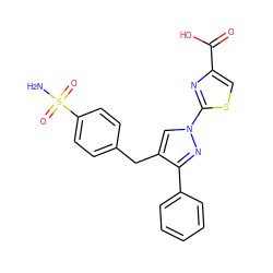 NS(=O)(=O)c1ccc(Cc2cn(-c3nc(C(=O)O)cs3)nc2-c2ccccc2)cc1 ZINC001772601012