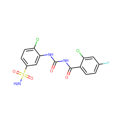 NS(=O)(=O)c1ccc(Cl)c(NC(=O)NC(=O)c2ccc(F)cc2Cl)c1 ZINC000013673960