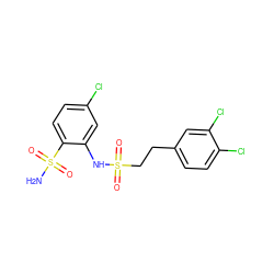 NS(=O)(=O)c1ccc(Cl)cc1NS(=O)(=O)CCc1ccc(Cl)c(Cl)c1 ZINC000149056911